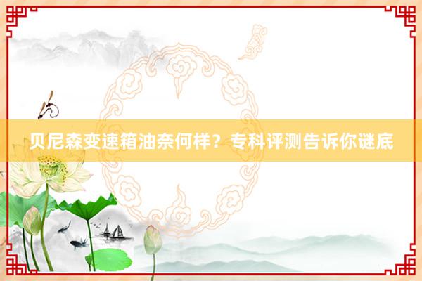 贝尼森变速箱油奈何样？专科评测告诉你谜底