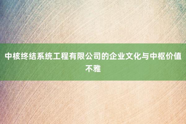 中核终结系统工程有限公司的企业文化与中枢价值不雅